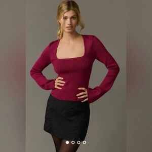 NWT MAEVE by Anthropologie sweater M bell sleeve square neck metallic holidays